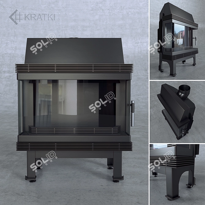 Modern Steel Fireplace Insert: Kratki Blanka 910 14 kW 3D model image 1