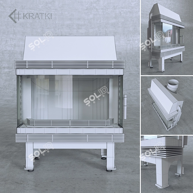 Modern Steel Fireplace Insert: Kratki Blanka 910 14 kW 3D model image 2