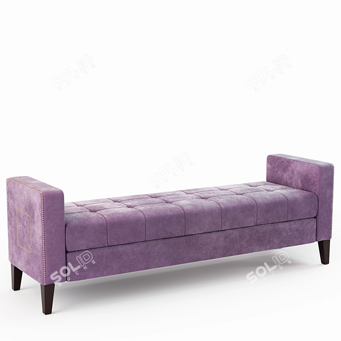 Studded Velvet Bench: Elegant Seating 3D model image 3