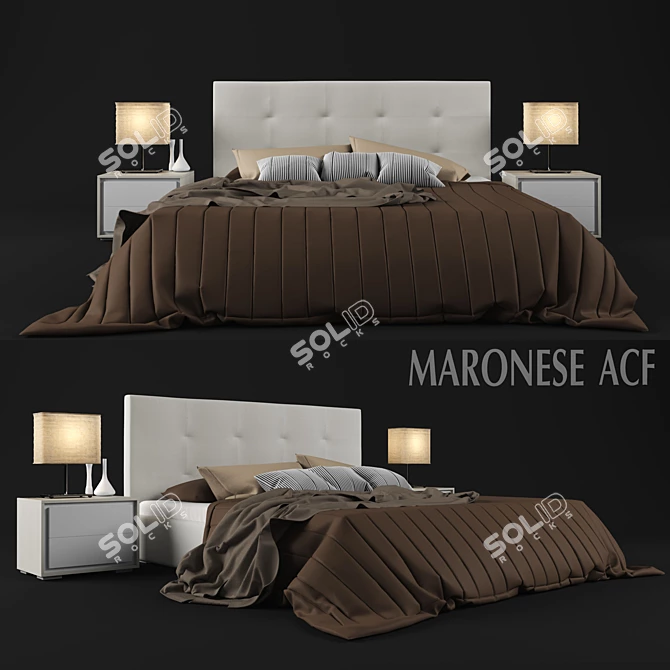 Elegant DEDALO Bed Set 3D model image 1