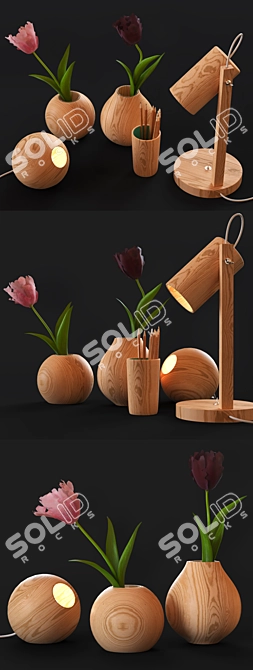 Stylish Table Lamp & Decor  3D model image 2