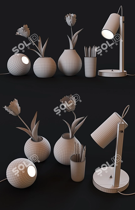 Stylish Table Lamp & Decor  3D model image 3