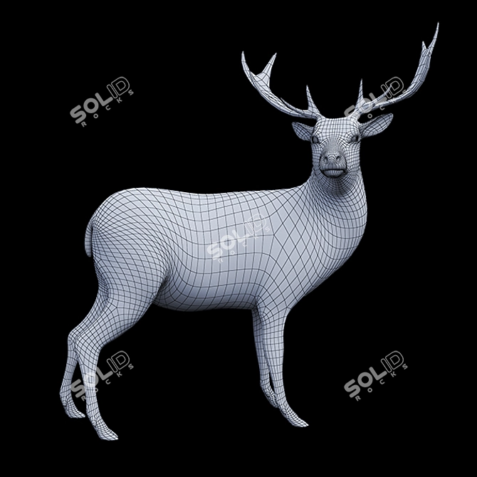 Wild Forest Deer Sculpture 3D model image 3