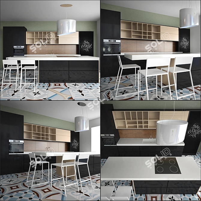 Modern Kitchen Furniture Set 3D model image 2