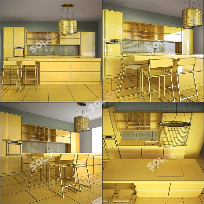 Modern Kitchen Furniture Set 3D model image 3