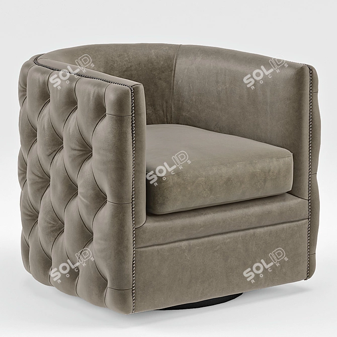 Title: Sawyer Gray Swivel Round Leather Chair 3D model image 1