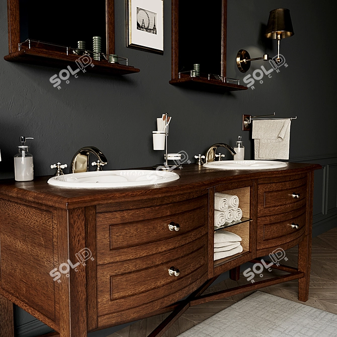 Elegant Bath Curbstone 3D model image 3