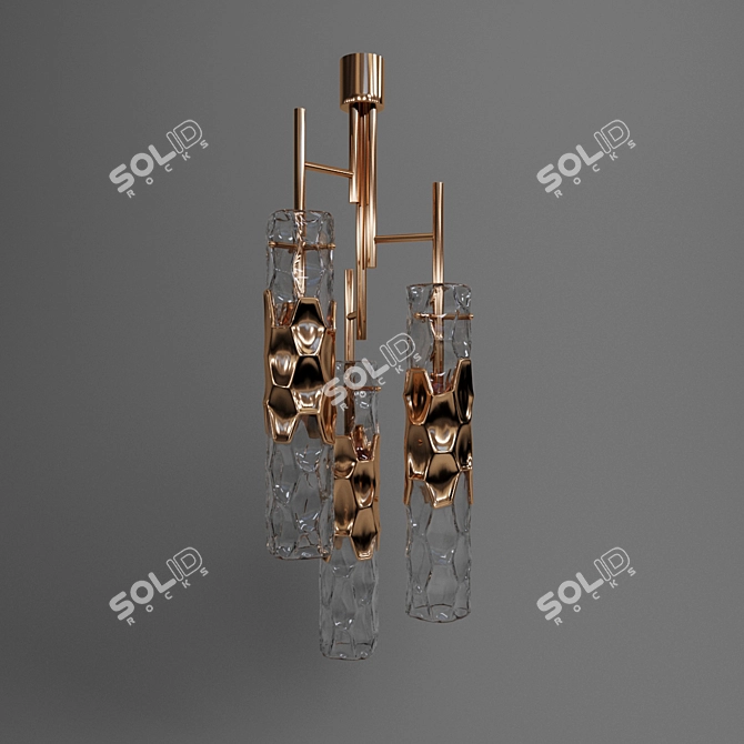 Eco-friendly Bamboo Ceiling Light 3D model image 1