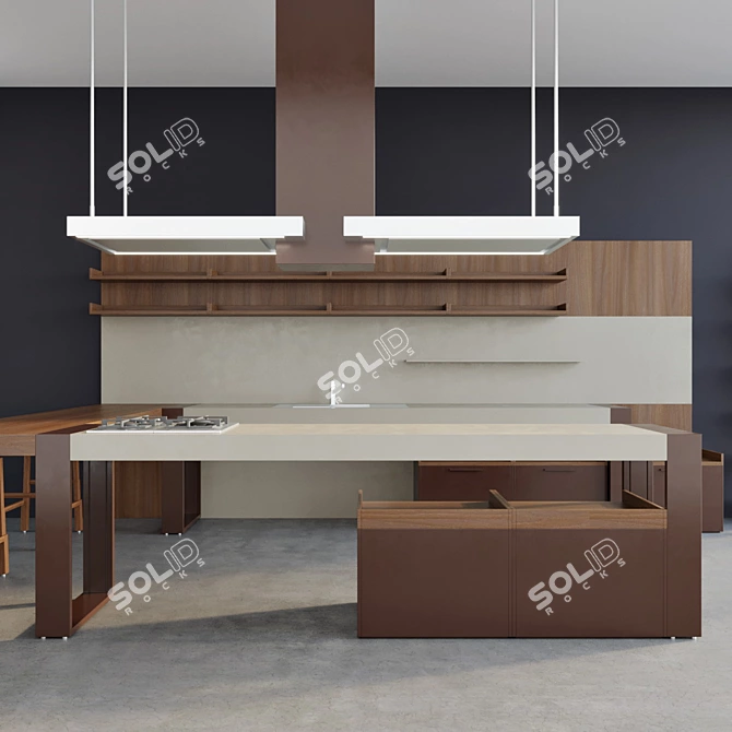 Pedini Arts & Crafts Kitchen 3D model image 2