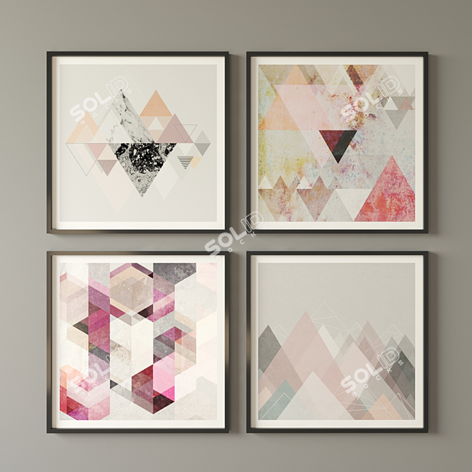 Geometric Harmony: Set of Paintings 3D model image 1