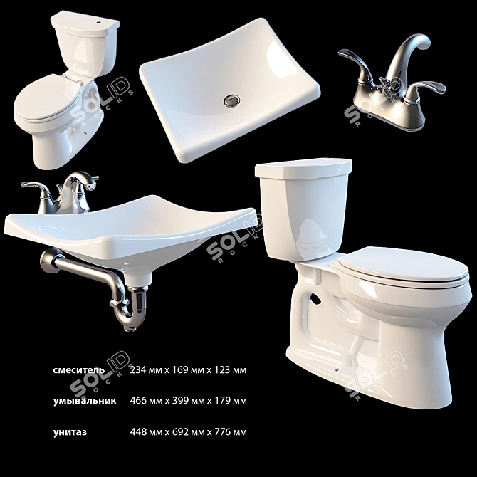 Kohler Bathroom Fittings: Sink, Mixer, Toilet & Drain 3D model image 1