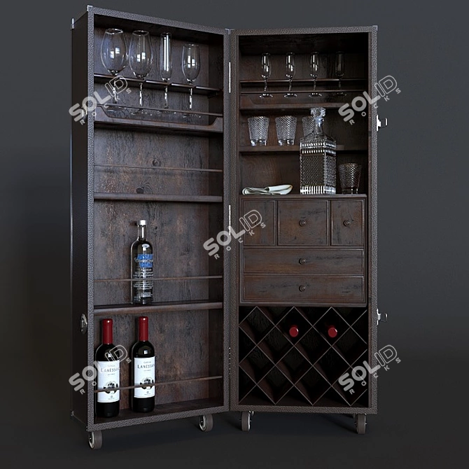 Sleek Modern Bar Cabinet 3D model image 1