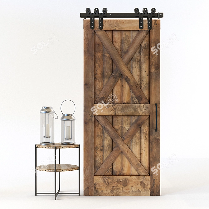 Rustic Charm Barn Door 3D model image 1