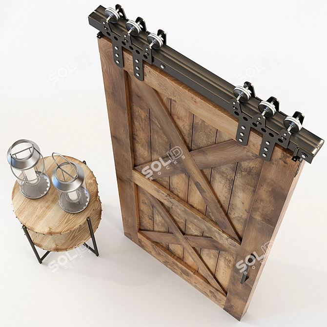 Rustic Charm Barn Door 3D model image 3