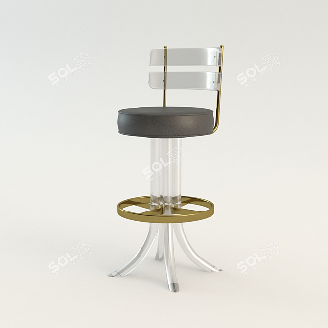 Elegant Swivel Bar Stool with Lucite & Brass 3D model image 1