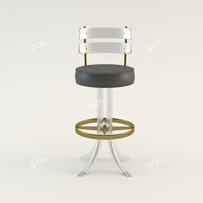 Elegant Swivel Bar Stool with Lucite & Brass 3D model image 2