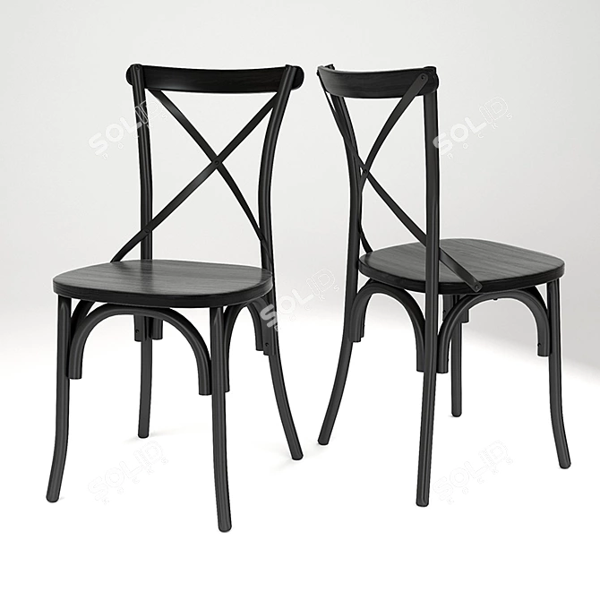  Sleek Ebony Cross Chair: Bella's Black Beauty 3D model image 2