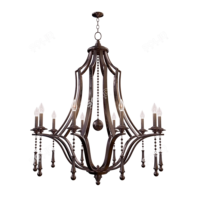 Elegant 10-Light English Bronze Chandelier 3D model image 1