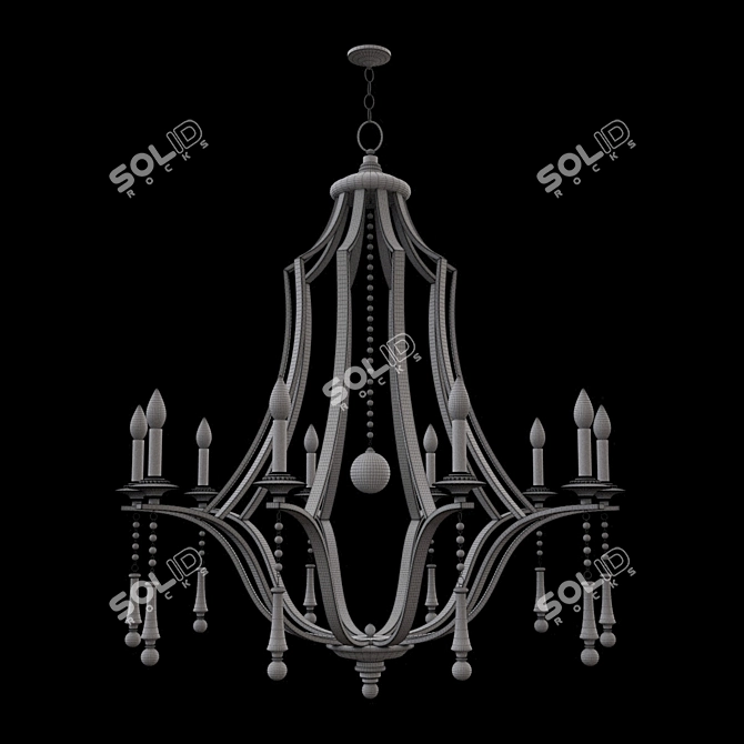 Elegant 10-Light English Bronze Chandelier 3D model image 2