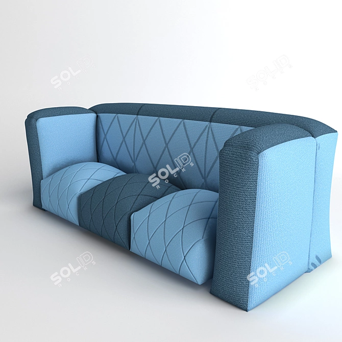 Cozy Blue Sofa 3D model image 2