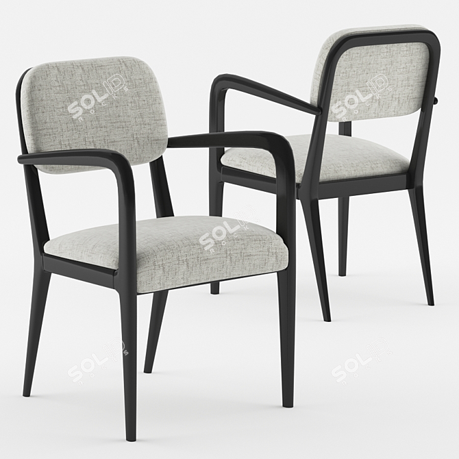 Elegant Montbel Dining Chair 3D model image 2