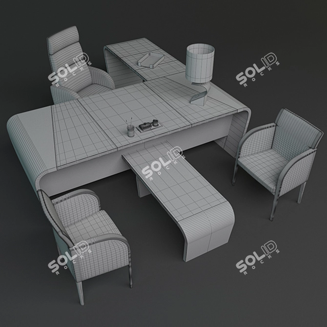 Italian Codutti Minos Office Set: Realistic 3D Model 3D model image 3