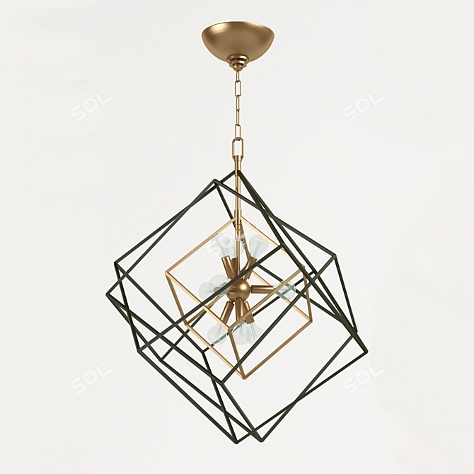 Industrial Cube Pendant Chandeliers 3D model image 2