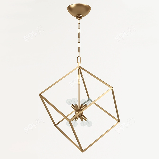 Industrial Cube Pendant Chandeliers 3D model image 3