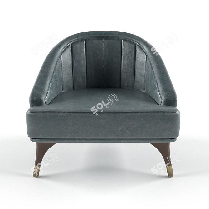 Luxury Green Leather Armchair 3D model image 2