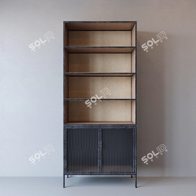 Dark Metal Mesh Industrial Cabinet 3D model image 1