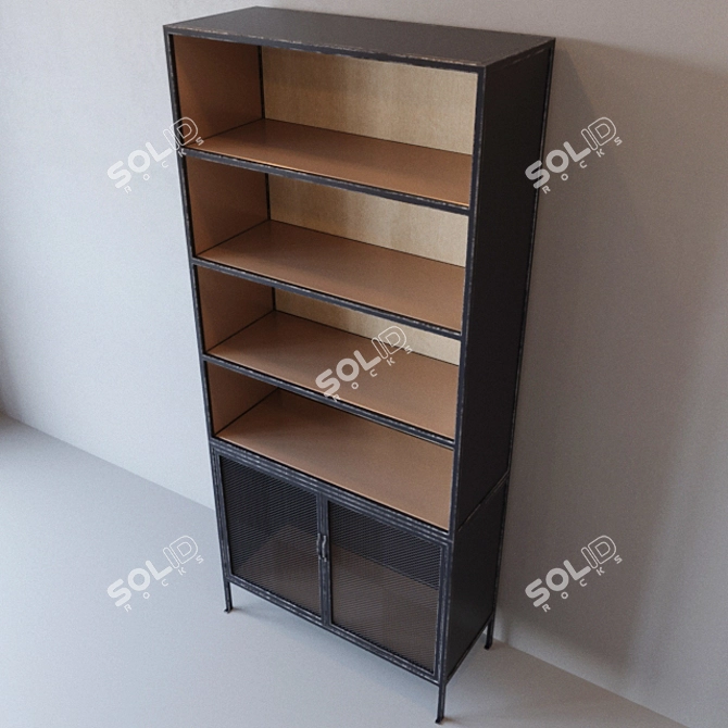 Dark Metal Mesh Industrial Cabinet 3D model image 2