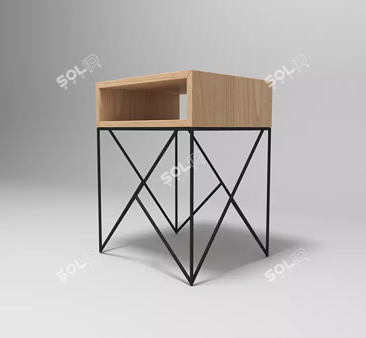 Elegant Prince's Cupboard: Black Legs, Light Oak Countertop 3D model image 1