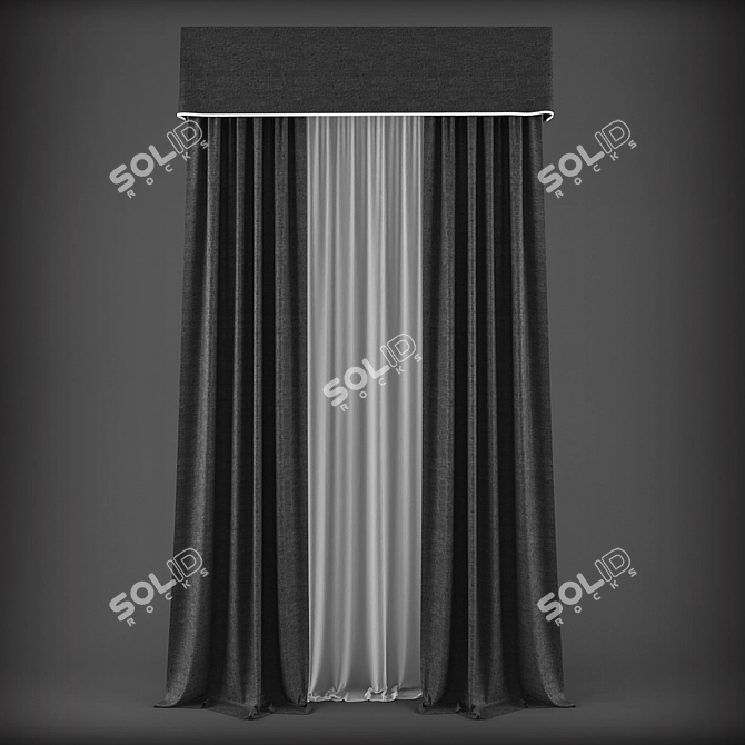 Elegant Window Drapes 3D model image 1