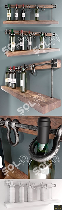 Industrial Loft Wine Rack 3D model image 2