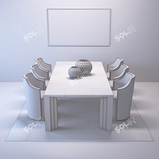 Elegant Italian Dining Set 3D model image 2