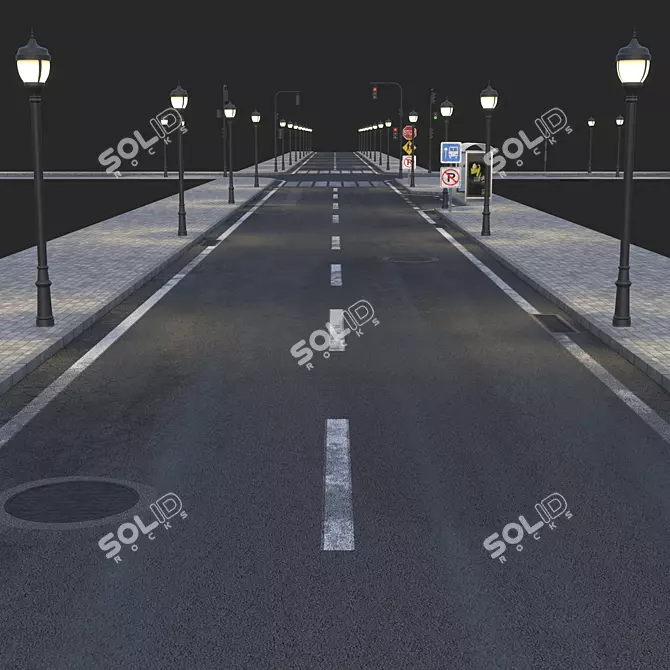 Wide Pathway: 800cm Road & 400cm Sidewalk 3D model image 2