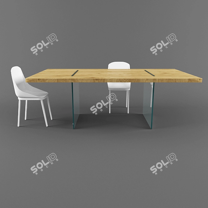 TonelliDesign Aged Oak Table Set 3D model image 1
