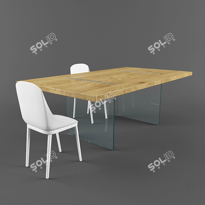 TonelliDesign Aged Oak Table Set 3D model image 2