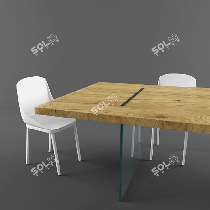 TonelliDesign Aged Oak Table Set 3D model image 3