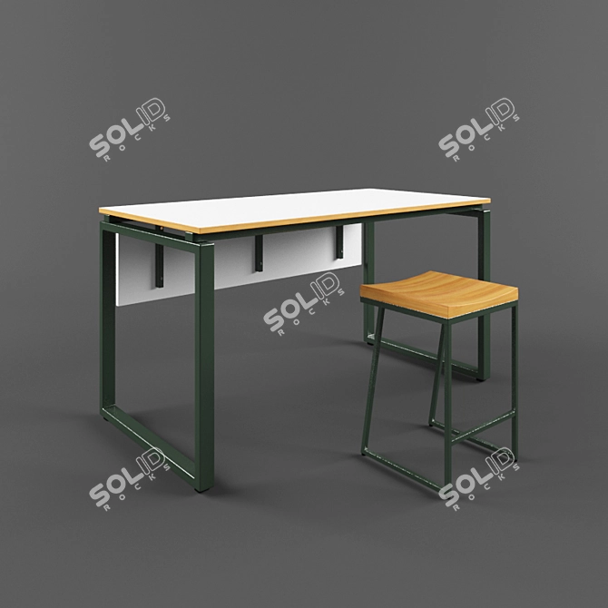 Supernova Table & Stool Set 3D model image 1