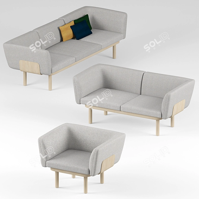 Modern French Egon Sofa 3D model image 1