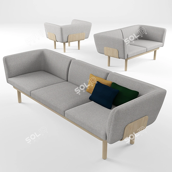 Modern French Egon Sofa 3D model image 2
