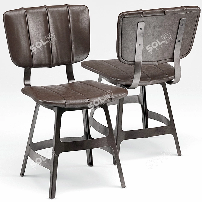 Stylish Robertson Brown Leather Chair 3D model image 1