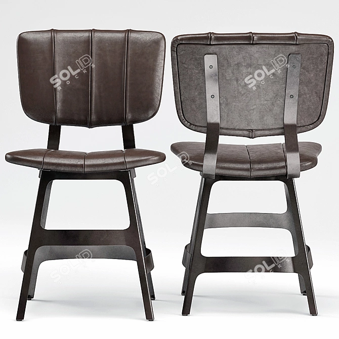 Stylish Robertson Brown Leather Chair 3D model image 2