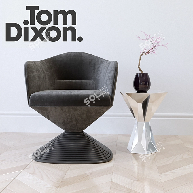 Tom Dixon Chair/Table Set: A Versatile & Stylish Addition to Any Space 3D model image 2
