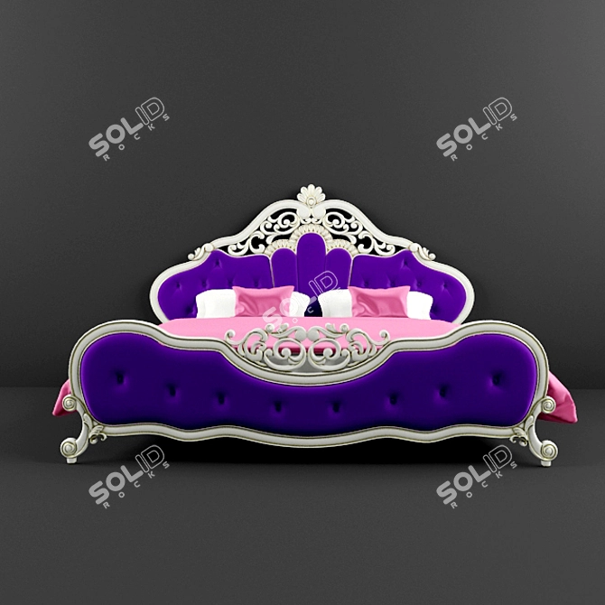 Elegant Baroque Double Bed 3D model image 2