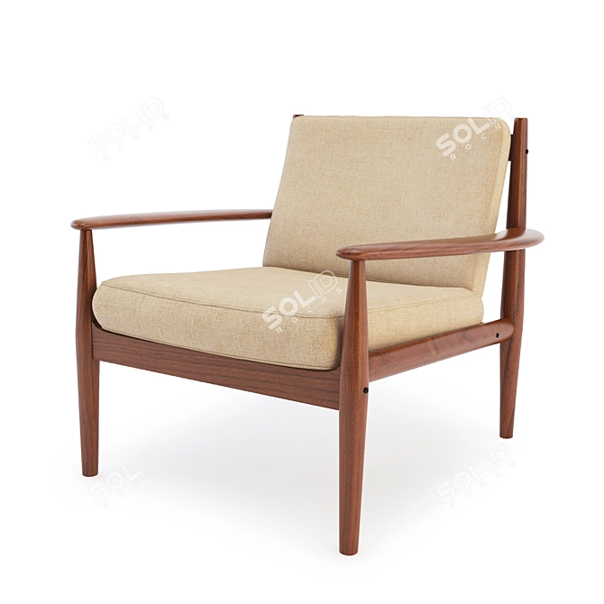 Scandinavian Teak Lounge Chair 3D model image 1