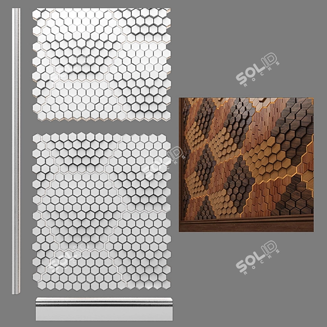 Hexagon 3D Wall Panel: Modern and Unique 3D model image 3