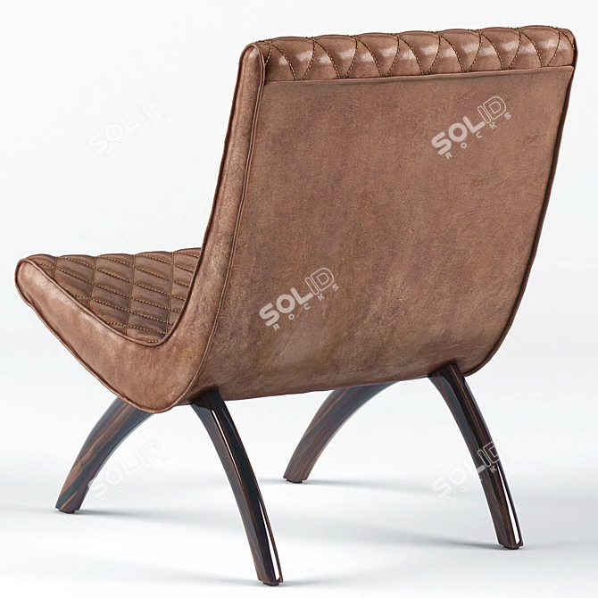 Danforth Chestnut Quilted Leather Chair 3D model image 2