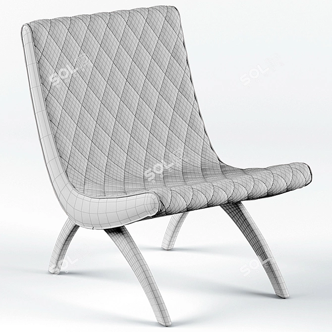 Danforth Chestnut Quilted Leather Chair 3D model image 3